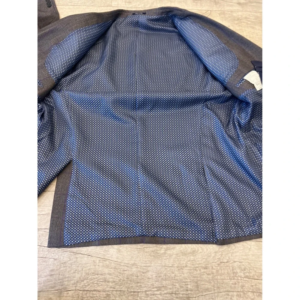 Studio Ferera Grey Plaid‎ Modern Fit Suit Blazer Men's 48R